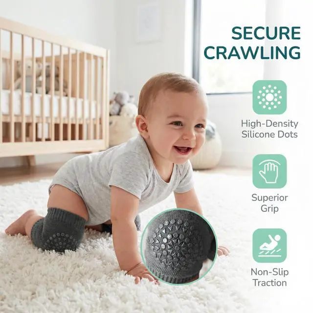 Alt view image 6 of 7 - Baby knee Pads for Crawling - 5 Pack Anti Slip Unisex Baby Knee Protectors - Toddler Knee Pads Gift Idea for Baby