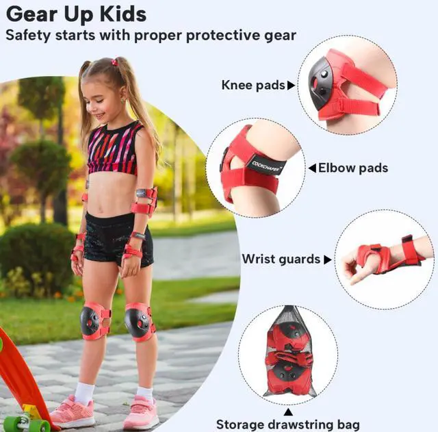 Alt view image 3 of 6 - Kids Knee Pads Elbow Pads and Wrist Guard Protective Gear Set