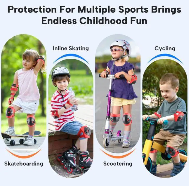 Alt view image 5 of 6 - Kids Knee Pads Elbow Pads and Wrist Guard Protective Gear Set