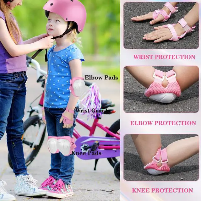 Alt view image 3 of 7 - Kids/Youth Protective Gear Set - Adjustable Knee Pads, Elbow Pads, Wrist Guards for Skateboarding, Skiing, Cycling, Running, Scooter - Boys & Girls, Ages 3-14