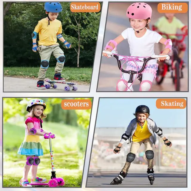 Alt view image 5 of 7 - Kids/Youth Protective Gear Set - Adjustable Knee Pads, Elbow Pads, Wrist Guards for Skateboarding, Skiing, Cycling, Running, Scooter - Boys & Girls, Ages 3-14