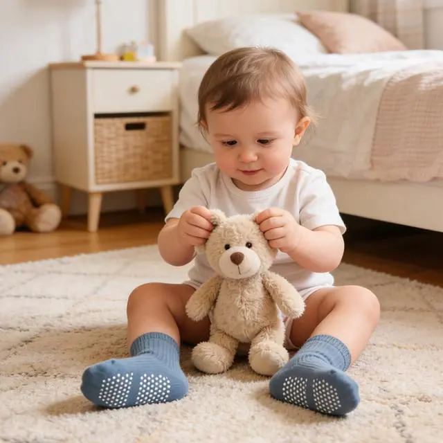 Alt view image 3 of 7 - Baby Toddler Essentials Non-Slip Crew Socks for Unisex Boys Girls