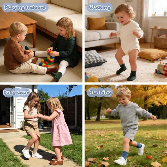 Alt view image 7 of 7 - Baby Toddler Essentials Non-Slip Crew Socks for Unisex Boys Girls