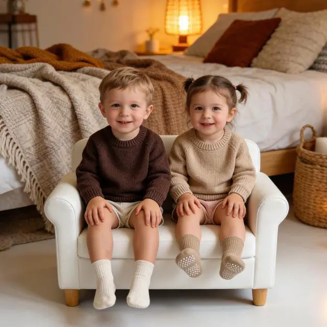 Alt view image 5 of 7 - Baby Toddler Essentials Non-Slip Crew Socks for Unisex Boys Girls