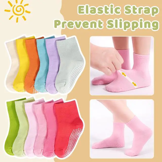 Alt view image 3 of 6 - Non-Slip Toddler Socks, Girl Grip Socks for 3-5T Kids Girls Boys Toddler Sock with Grippers