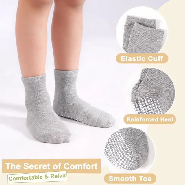 Alt view image 4 of 6 - Non-Slip Toddler Socks, Girl Grip Socks for 3-5T Kids Girls Boys Toddler Sock with Grippers