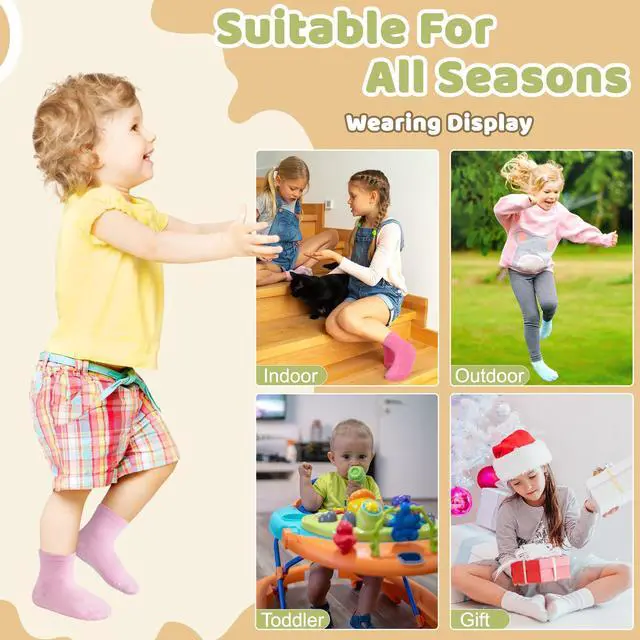 Alt view image 6 of 6 - Non-Slip Toddler Socks, Girl Grip Socks for 3-5T Kids Girls Boys Toddler Sock with Grippers