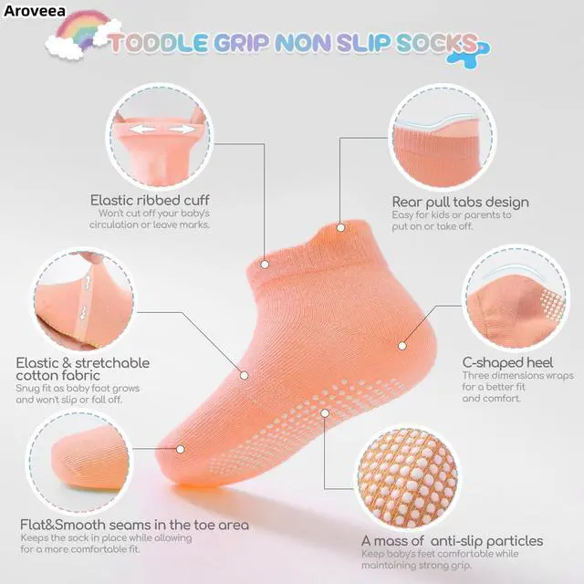 Alt view image 3 of 6 - Baby Toddler Socks Grip Non Slip Boys Girls Kids Cotton 3-5T Ankle Socks