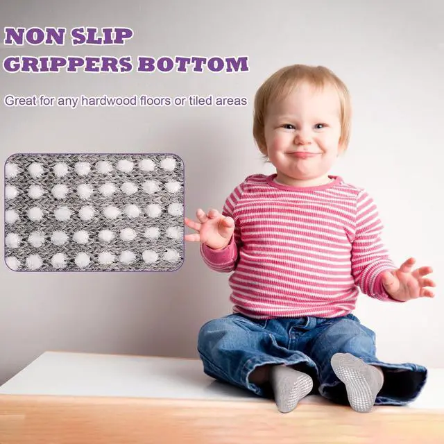 Alt view image 4 of 7 - Toddler Girl Socks 12 Pairs Non Slip Skid Kids Ankle Boys Girls Toddlers Grips Cotton Gripper Children House Socks for 3-5 Years