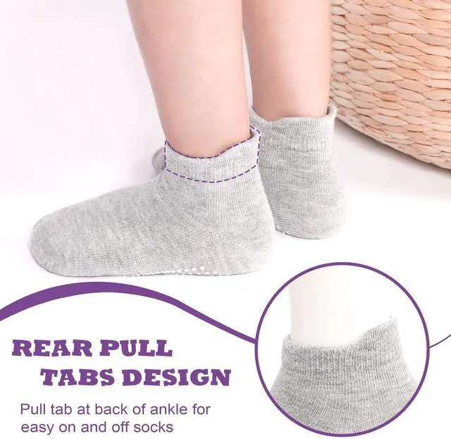 Alt view image 5 of 7 - Toddler Girl Socks 12 Pairs Non Slip Skid Kids Ankle Boys Girls Toddlers Grips Cotton Gripper Children House Socks for 3-5 Years
