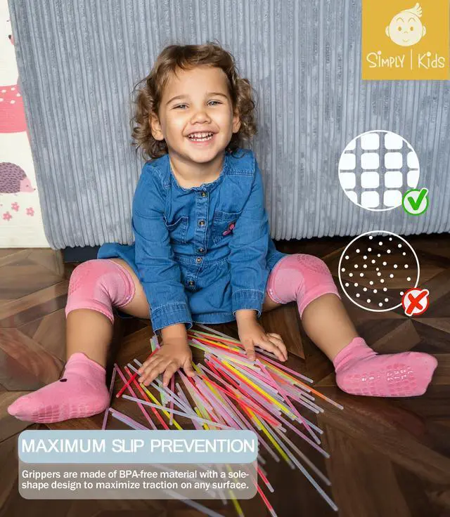 Alt view image 5 of 5 - (5 Pairs) Toddler Socks with Grippers - Non Slip Baby Socks 6-12 12-24 Months 2t-3t 4t-5t Anti Slip Ankle Grip Cotton Boy Girl Infant Kid Child 3 Year Old White Grippy Calcetines Antideslizantes Bebe