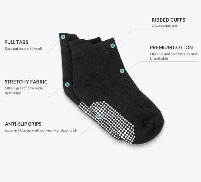 Alt view image 3 of 7 - Baby Non Slip Ankle Socks with Grips, Toddlers Kids 1T-7T, 9 Pairs