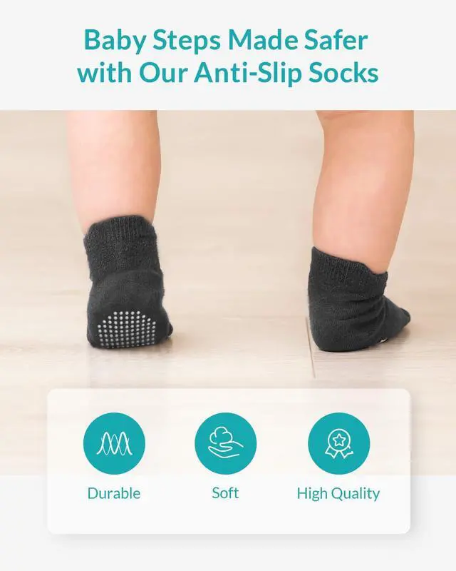 Alt view image 4 of 7 - Baby Non Slip Ankle Socks with Grips, Toddlers Kids 1T-7T, 9 Pairs