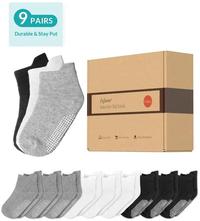 Alt view image 5 of 7 - Baby Non Slip Ankle Socks with Grips, Toddlers Kids 1T-7T, 9 Pairs