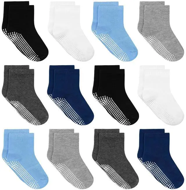Main image of Toddler Socks, Baby Non Slip Socks for Boys Girls 12 Pairs Kids Infants Children Sock 3-5 Years