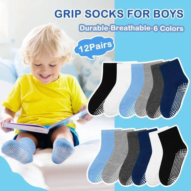 Alt view image 6 of 6 - Toddler Socks, Baby Non Slip Socks for Boys Girls 12 Pairs Kids Infants Children Sock 3-5 Years