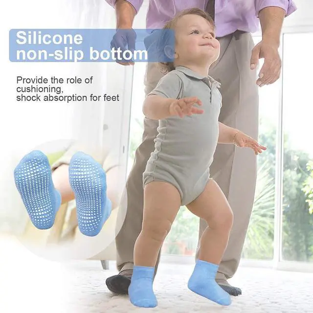 Alt view image 2 of 7 - Baby Socks Non Slip 12 Pairs Toddler Anti Skid Socks for 0-7 Years Infants Little Kids Boys Girls (#1 Multicolor-12 Pairs, 3-5T)