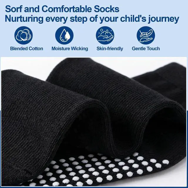 Alt view image 3 of 7 - Baby Socks Non Slip 12 Pairs Toddler Anti Skid Socks for 0-7 Years Infants Little Kids Boys Girls (#1 Multicolor-12 Pairs, 3-5T)