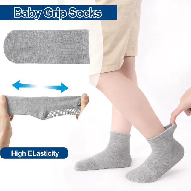 Alt view image 4 of 7 - Baby Socks Non Slip 12 Pairs Toddler Anti Skid Socks for 0-7 Years Infants Little Kids Boys Girls (#1 Multicolor-12 Pairs, 3-5T)