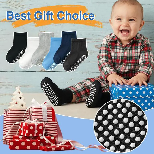 Alt view image 6 of 7 - Baby Socks Non Slip 12 Pairs Toddler Anti Skid Socks for 0-7 Years Infants Little Kids Boys Girls (#1 Multicolor-12 Pairs, 3-5T)