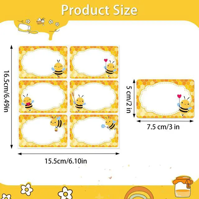 Alt view image 2 of 7 - 180 PCS Bee Name Tags Stickers, Self Adhesive Cute Bee Honeycomb Name Stickers Name Labels for Back to School Classroom Kids Students Cubby Locker Clothes, 2x3 inch