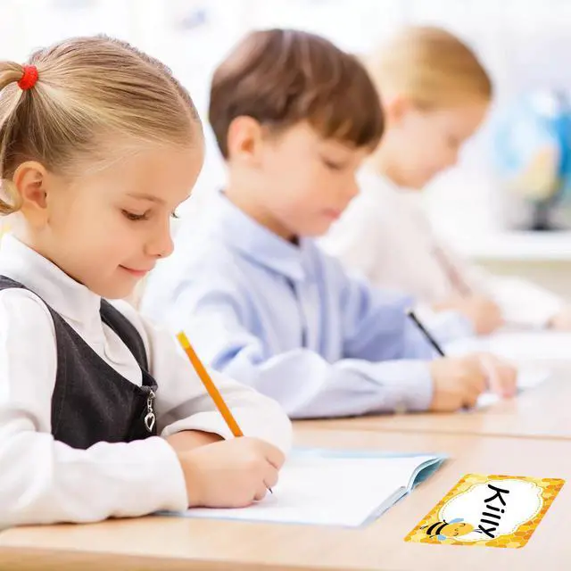 Alt view image 6 of 7 - 180 PCS Bee Name Tags Stickers, Self Adhesive Cute Bee Honeycomb Name Stickers Name Labels for Back to School Classroom Kids Students Cubby Locker Clothes, 2x3 inch