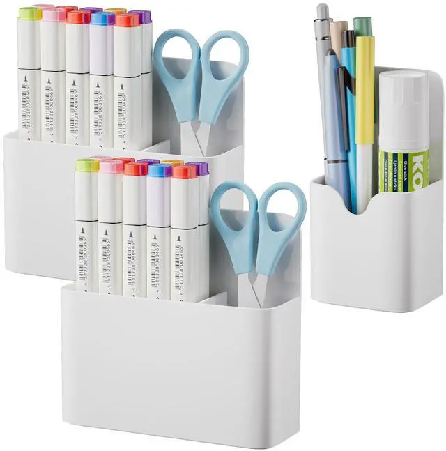 Main image of Magnetic Dry Erase Marker Holder,Pen and Eraser Holder for WhiteboardMagnet Pencil Cup Utility Storage Organizer for Office, Refrigerator, Locker and Metal Cabinets (White)