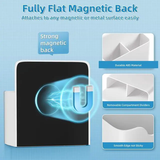 Alt view image 2 of 6 - Magnetic Dry Erase Marker Holder,Pen and Eraser Holder for WhiteboardMagnet Pencil Cup Utility Storage Organizer for Office, Refrigerator, Locker and Metal Cabinets (White)