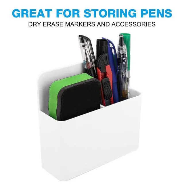 Alt view image 2 of 7 - Magnetic Pen Holder, Pencil Accessories Whiteboard Organizer, White