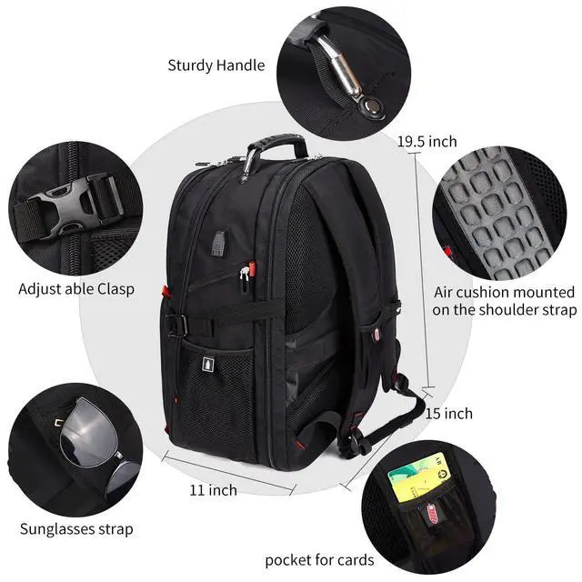 Alt view image 4 of 7 - Extra Large Travel Laptop Backpack for Men, Work College Backpacks