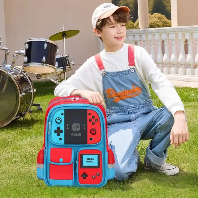 Alt view image 7 of 7 - School Backpack for Boys - Gamer Boys Backpack for Kids Children Elementary Middle School - Students Bag for Ages 6-18,17 Video Game Bookbag Travel Back Pack