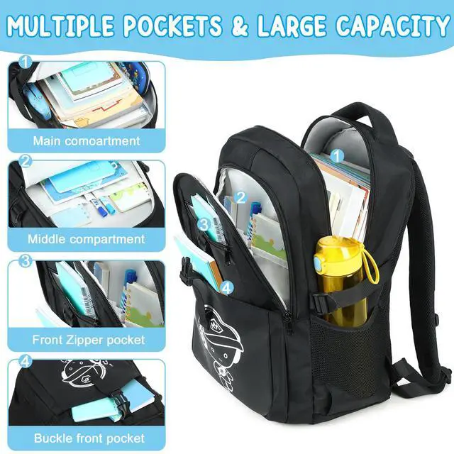 Alt view image 4 of 7 - Kids Backpack Boys Camo Bookbag Teens Elementary School Bag Daypack Travel Back Pack Middle school (Black-900)