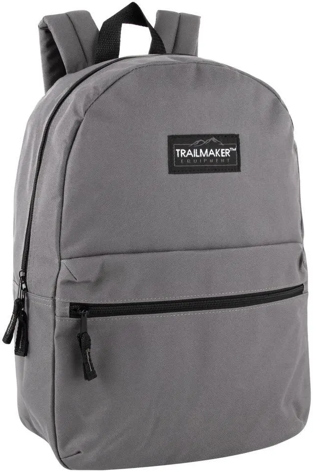 Main image of Classic 17 inch Backpacks with Adjustable Padded Straps | School Backpacks for Girls, Boys (Grey)