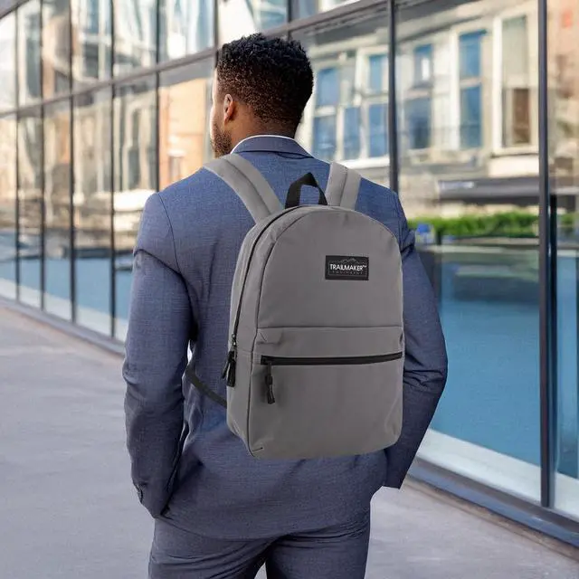Alt view image 7 of 7 - Classic 17 inch Backpacks with Adjustable Padded Straps | School Backpacks for Girls, Boys (Grey)