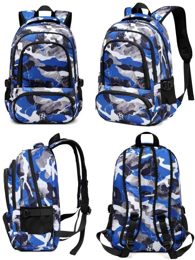 Alt view image 7 of 7 - Kids Backpack for Boys Elementary Book Bags Primary Middle School Bookbags for Childs Water Resistant Back to School Gifts Son Mochila Escolares para Niños Aged 8-10 17 Inch Camo Blue