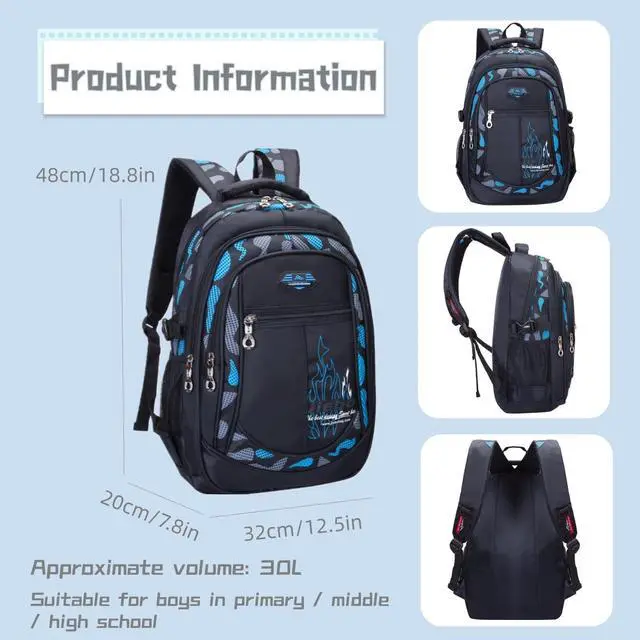 Alt view image 4 of 7 - Boys Backpack for Kids School Bag, Primary Middle School Backpack for Boys Bookbags