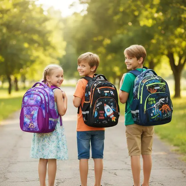 Alt view image 3 of 7 - Kids Backpack for School Boys 6-10Age,16in Elementary Space Prints Bookbag