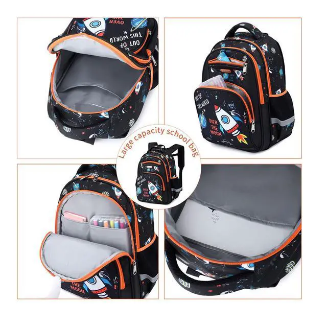 Alt view image 5 of 7 - Kids Backpack for School Boys 6-10Age,16in Elementary Space Prints Bookbag