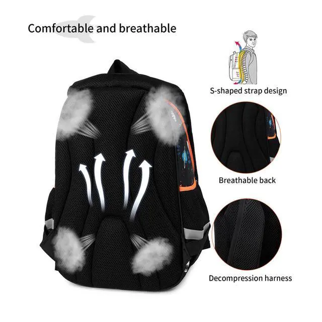 Alt view image 6 of 7 - Kids Backpack for School Boys 6-10Age,16in Elementary Space Prints Bookbag