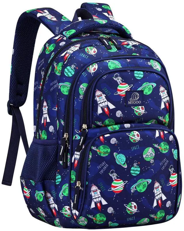 Main image of Boys School Backpack Campus Astro Navy Bookbag for Elementary Middle School Ages 5-12, 17 inch Large Capacity 24L Kids Student Travel Bags