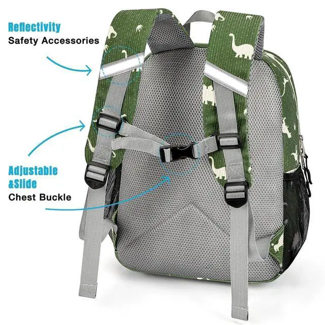 Alt view image 3 of 7 - Corduroy Toddler Backpack for Boys Girls 2-4, Kids Preschool Backpack for Kindergarten - Dinosaur