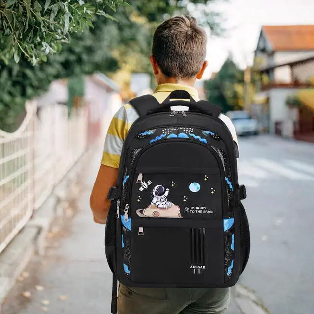 Alt view image 6 of 7 - Backpack for Boys - Boy Backpack Schoolbag for Boys Kids Children Teens Girls Elementary Middle School Bags, Waterproof Lightweight Kids Bookbag Backpacks Casual Daypack with Lunch Bag Set