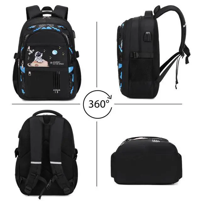 Alt view image 7 of 7 - Backpack for Boys - Boy Backpack Schoolbag for Boys Kids Children Teens Girls Elementary Middle School Bags, Waterproof Lightweight Kids Bookbag Backpacks Casual Daypack with Lunch Bag Set
