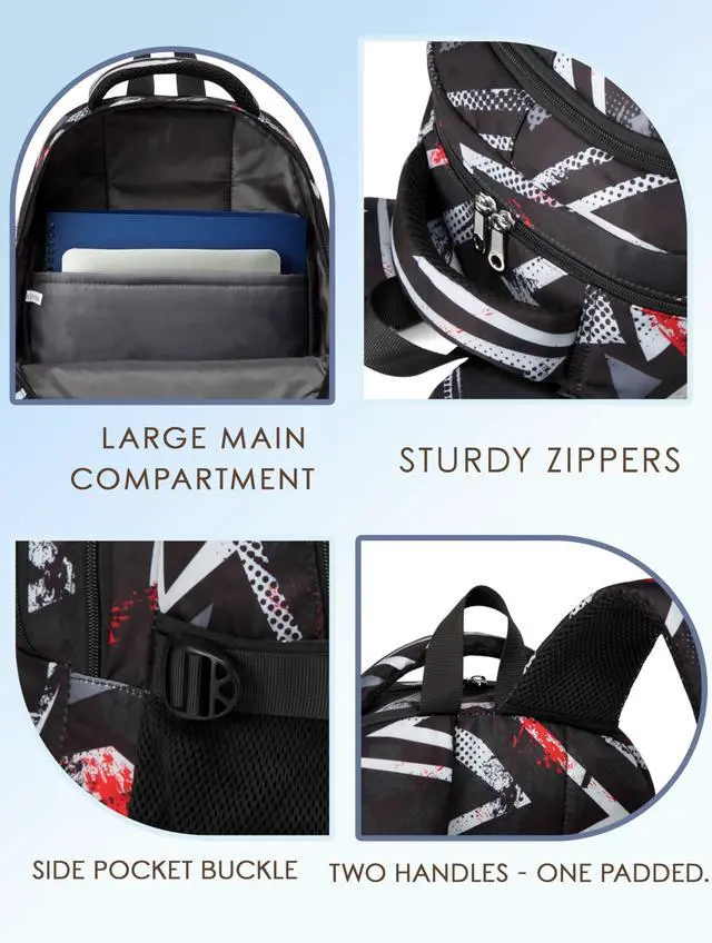 Alt view image 3 of 7 - Kids Backpacks for Boys Girls 17 Inch Elementary Primary Middle School Bookbags with Laptop Compartment Back to School Bags for Childs Age 6-8 Mochilas Escolares para Niños Niñas Dark Black