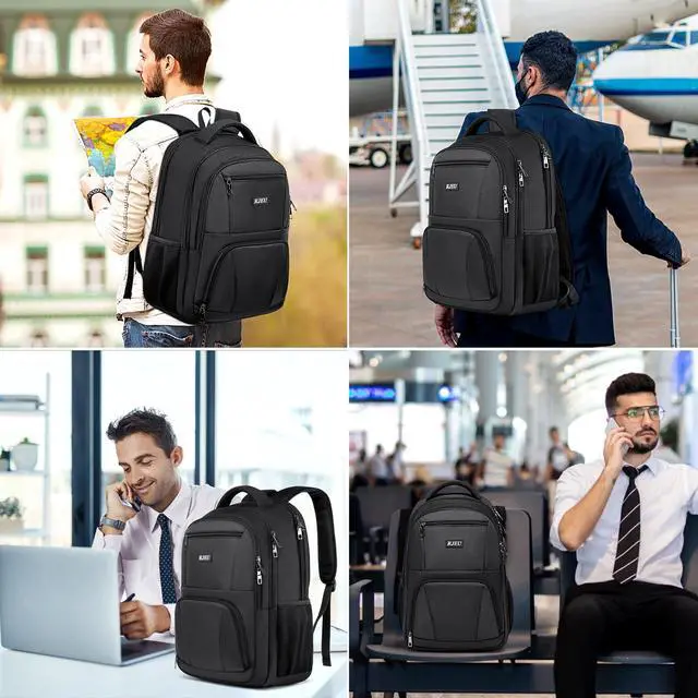 Alt view image 3 of 7 - School Backpack for Teen Boys, 15.6 Inch Black Backpack with Laptop Padding