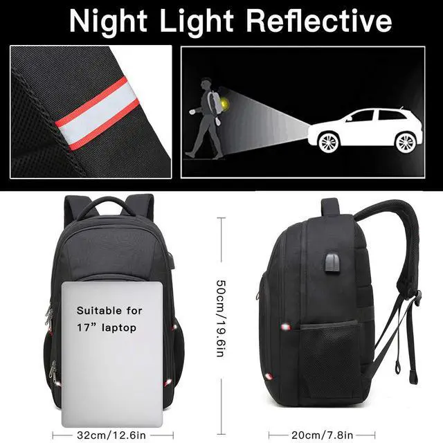 Alt view image 4 of 6 - Laptop Backpack for Men, 17.3inch Large Business Travel Backpack