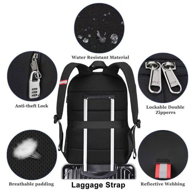 Alt view image 5 of 6 - Laptop Backpack for Men, 17.3inch Large Business Travel Backpack
