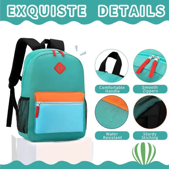 Alt view image 5 of 6 - Backpack Set for Girls Boy Kids Backpack with Lunch Box for Elementary Primary Kindergarten School Bag (Navy Green, Large)