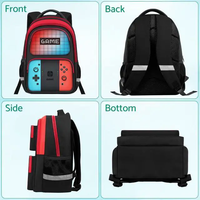 Alt view image 3 of 7 - Kids Backpack for Boys,Gamer Boys Backpack for Children Teens Elementary Middle School,Game Bookbag Ages 6-18,School Bookbag Travel Back Pack,17 Large Capacity