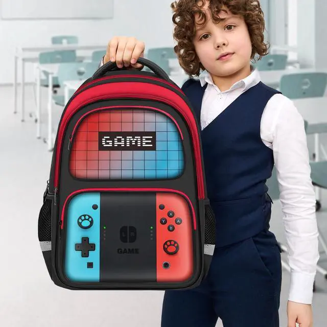 Alt view image 5 of 7 - Kids Backpack for Boys,Gamer Boys Backpack for Children Teens Elementary Middle School,Game Bookbag Ages 6-18,School Bookbag Travel Back Pack,17 Large Capacity